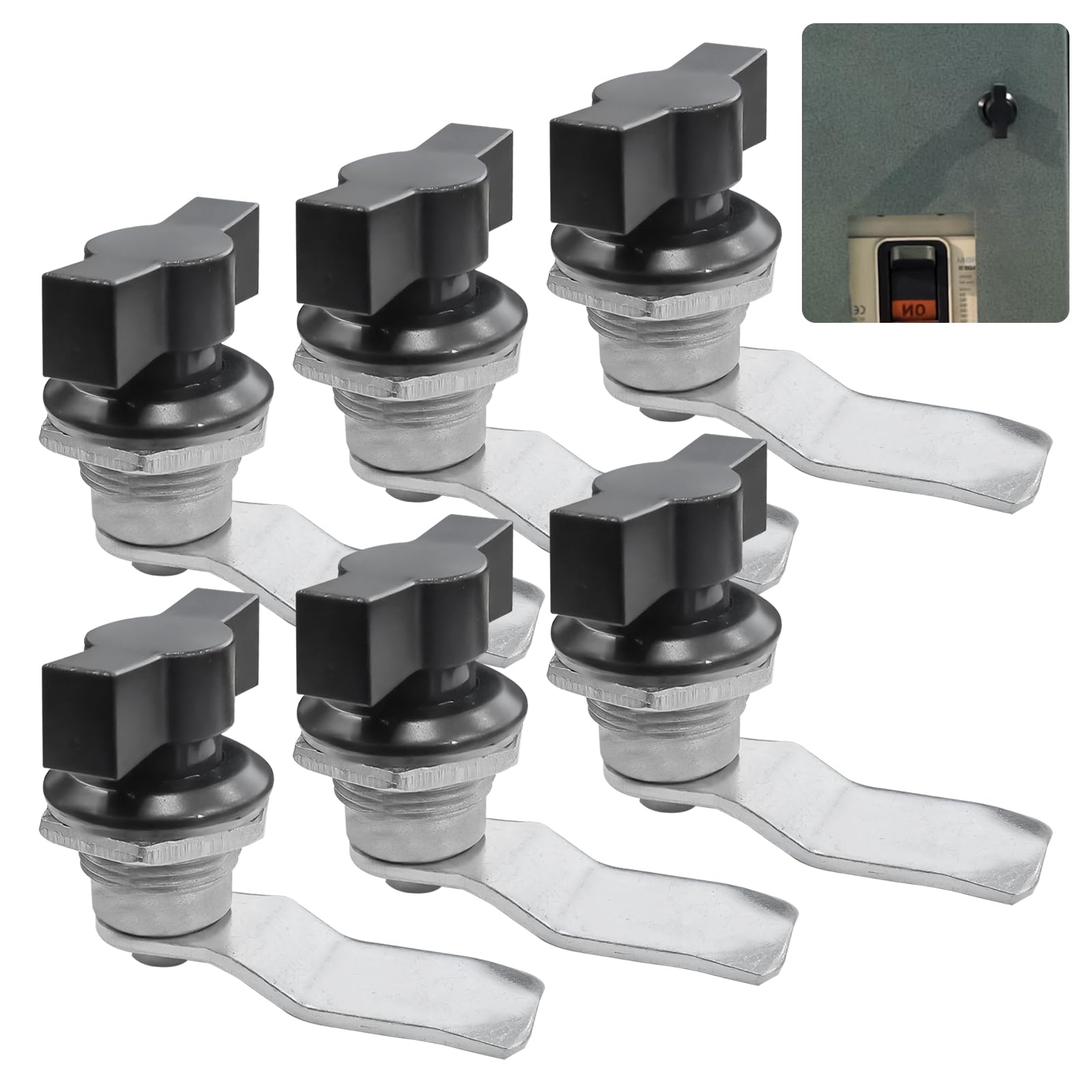 Thumb Operated Offset Cam Lock (6-Pack) – Heavy Duty T-Handle Latch for Replacement Cabinet Doors, Easy Installation & Secure Locking, Fits Toolboxes, Cabinets, Furniture