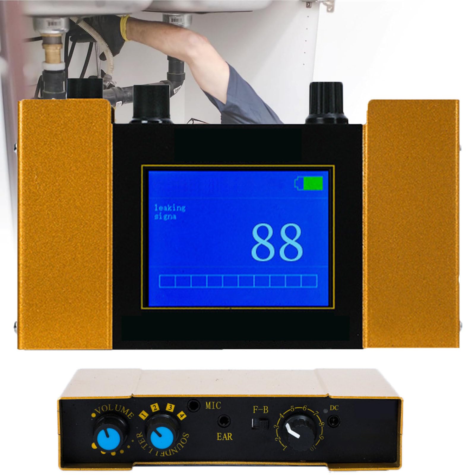 Sensore Geofono Elettrico Professionale per Interni ed Esterni, Rilevatori Perdite D'acqua con Display Digitale/Auricolare/Custodia per Il Trasporto, per Perdite D'acqua Nei Tubi