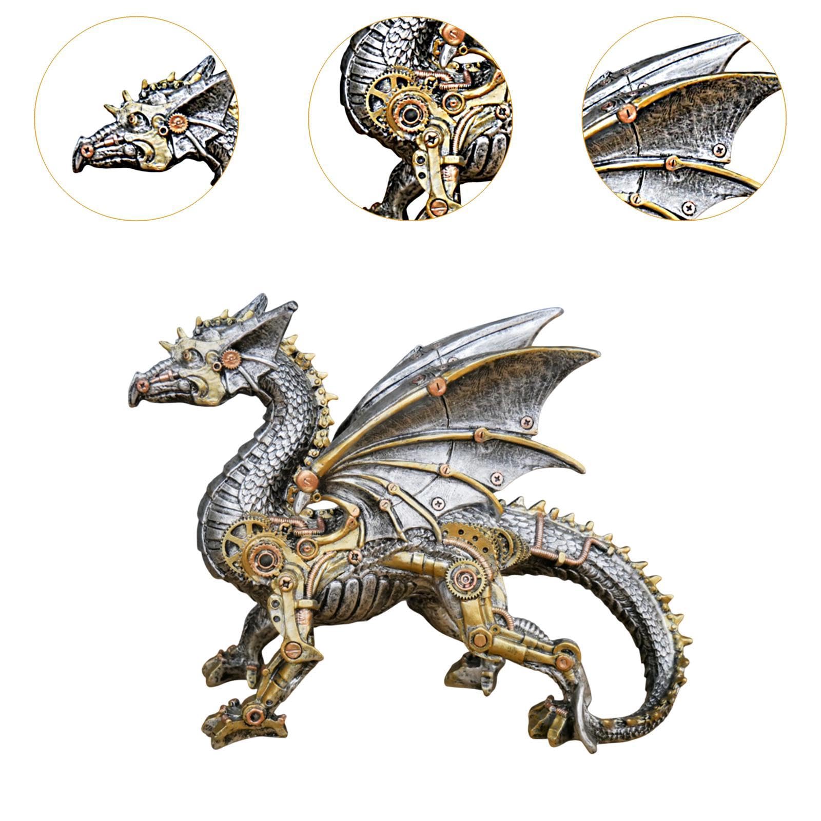 predolo Estatua Mecánica de Animal, Adorno Coleccionable de Resina Moderna, Estilo Steampunk, para Entrada, Estante, Sala de Estar Y Oficina, Dragón Volador, Individual