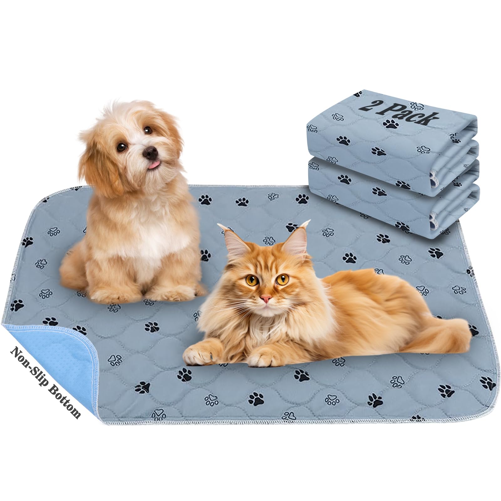 2pcs Reusable Washable Dog Training Pads, Non Slip Absorbent Dog Pee Mat