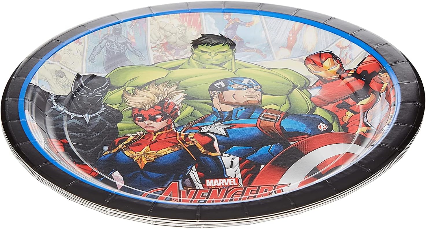 Amscan Marvel Avengers Powers Unite Design Round Paper Plates - 9" | Multicolor | Pack of 8