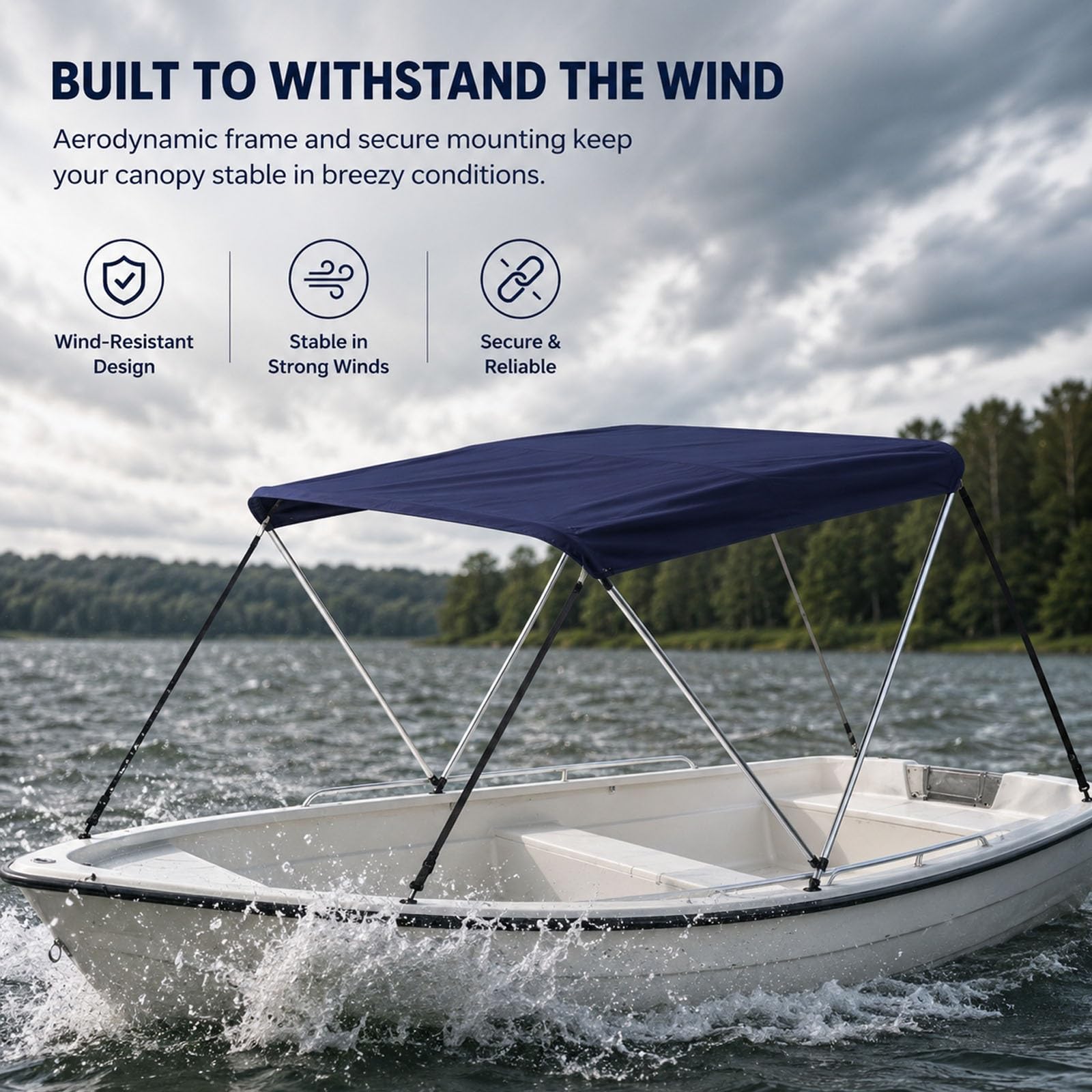 Tendalino Barca, Tendalino per Gommone con Struttura in Lega di Alluminio, Accessori di Montaggio Inclusi, per Pontoni e Bowrider
