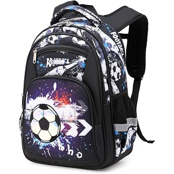 Cusangel School backpack for boys children's backpacks with chest strap children large capacity primary school backpack backpack from 1-7th grade girls 16 inch black football
