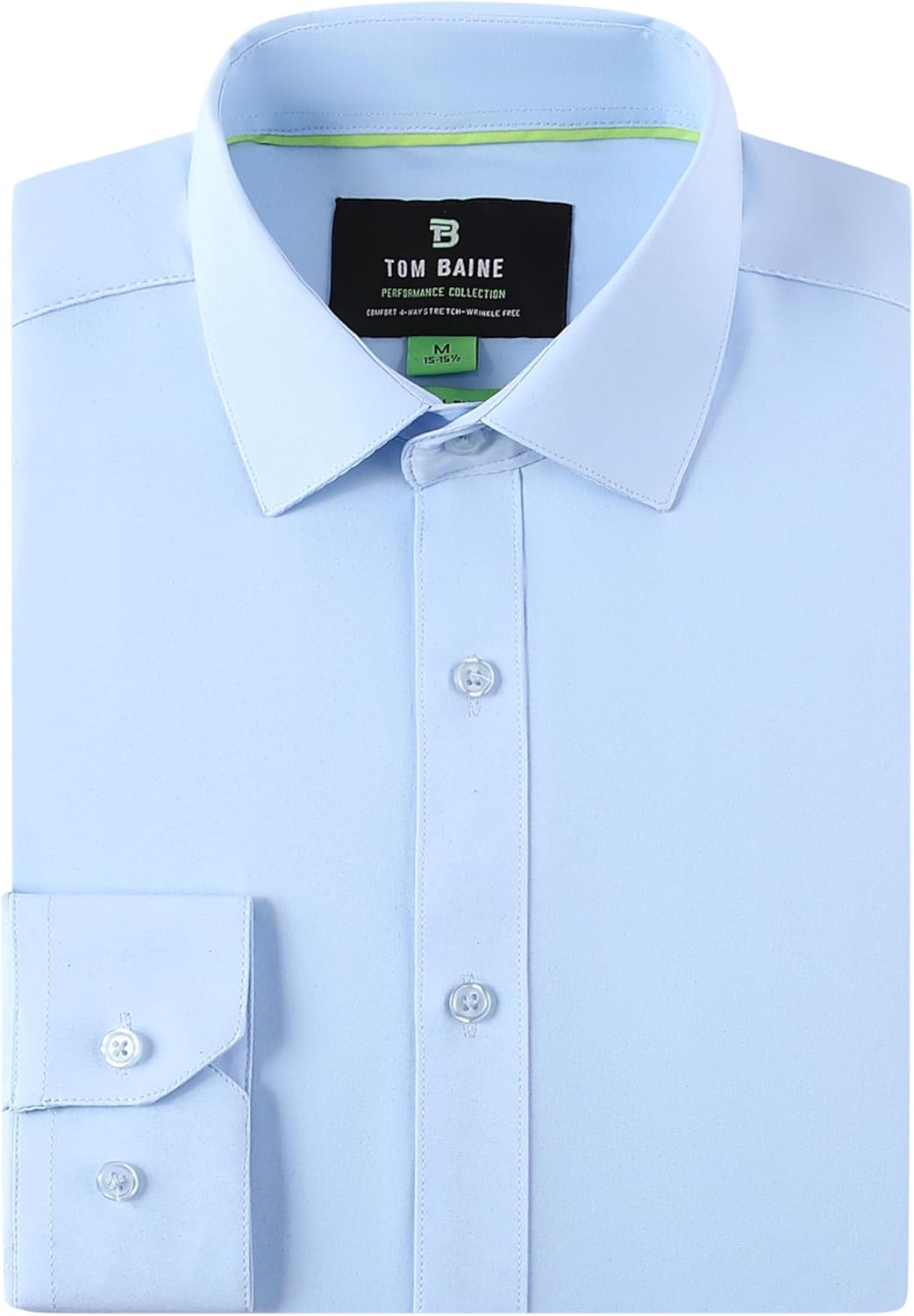 Tom Baine Men's Performance Stretch Long Sleeve Solid Button Down Shirt