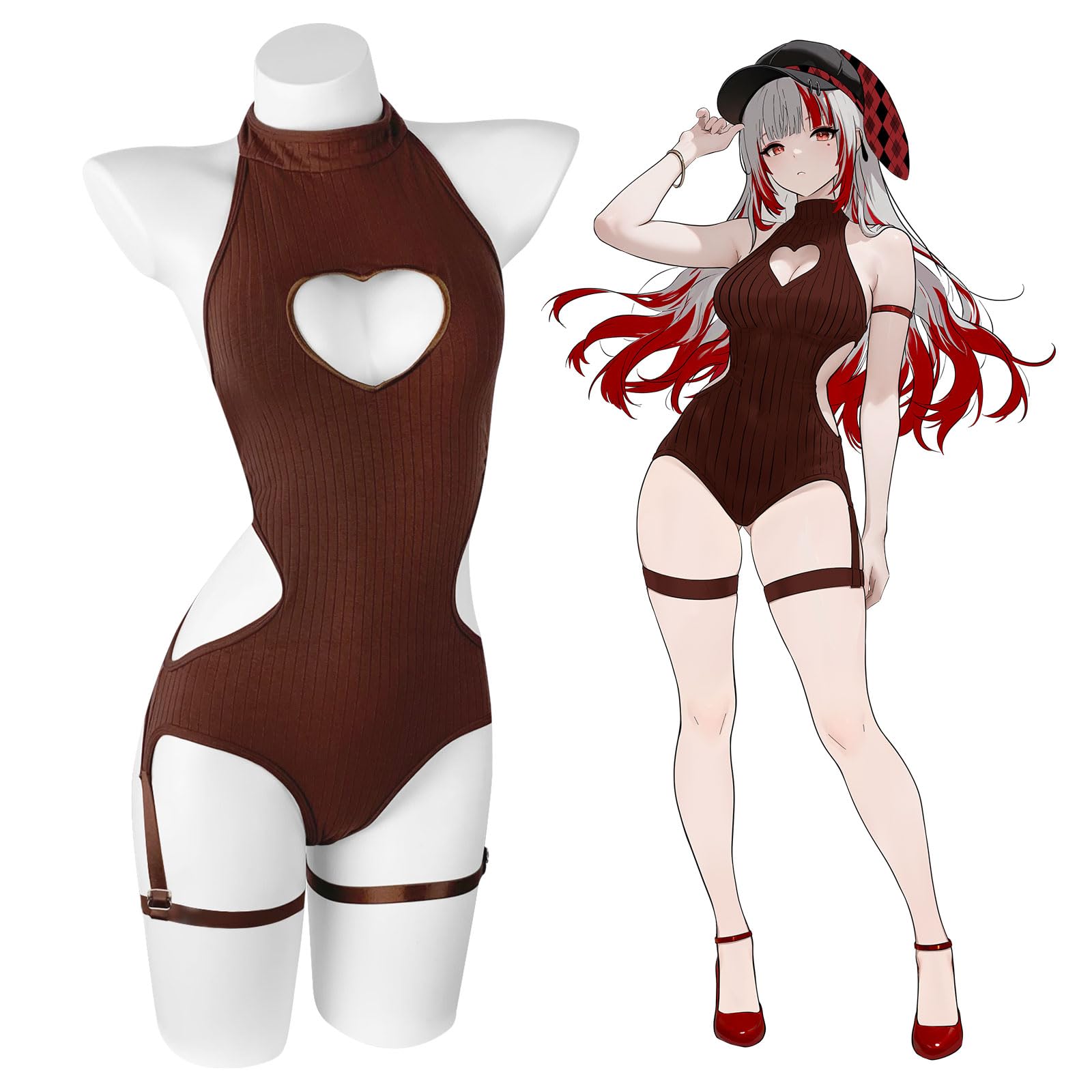 KORURACLUB Body Sexy da Donna Senza Schiena Hollow Body nero Sexy Vestito da Club Rave Costume Cosplay Lingerie