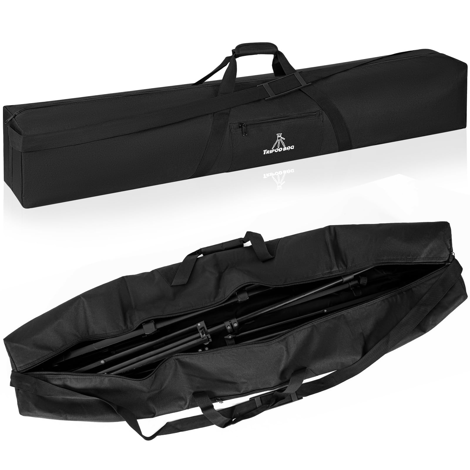 TORIBIO Tripod Carrying Case, 50x8x8in Heavy Duty Tripod Bag with Shoulder Straps and Handles, Multifunctional Monopod Case for Music Stand, Lights,