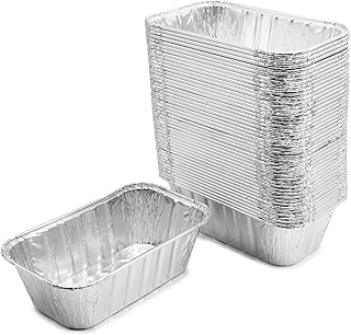Party Essentials Alumimun Foil Containers, Disposable Cookware, Takeout TO GO Trays for Catering, Baking, Roasting Food, 1 LB Loaf Pans Only, 50-Count