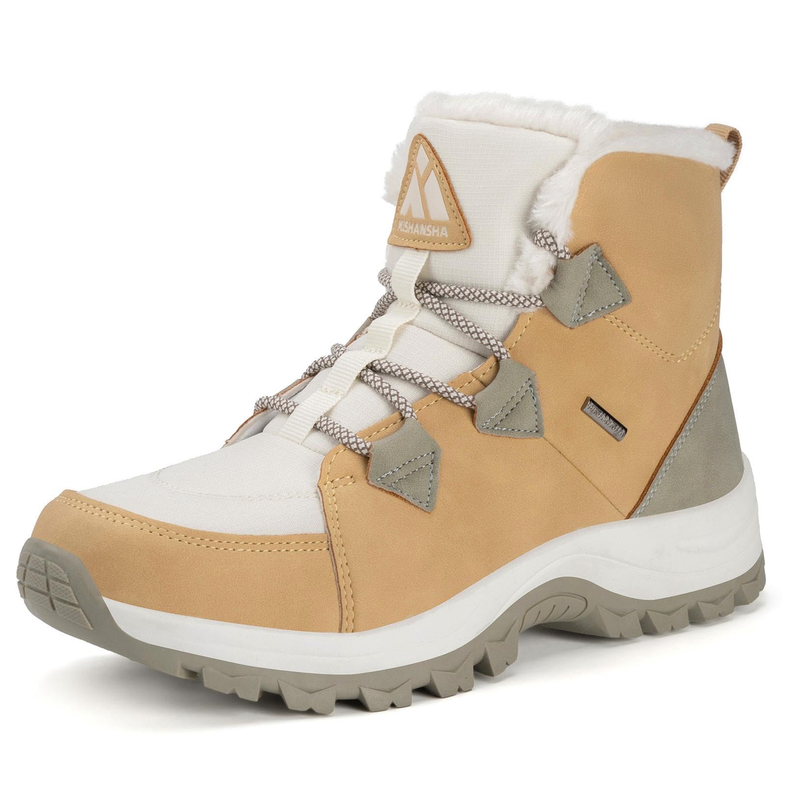 Mishansha Mujer Botas de Nieve Al Aire Libre Senderismo Trekking Zapatos Invierno Forro Piel Sneakers Calientes Botines