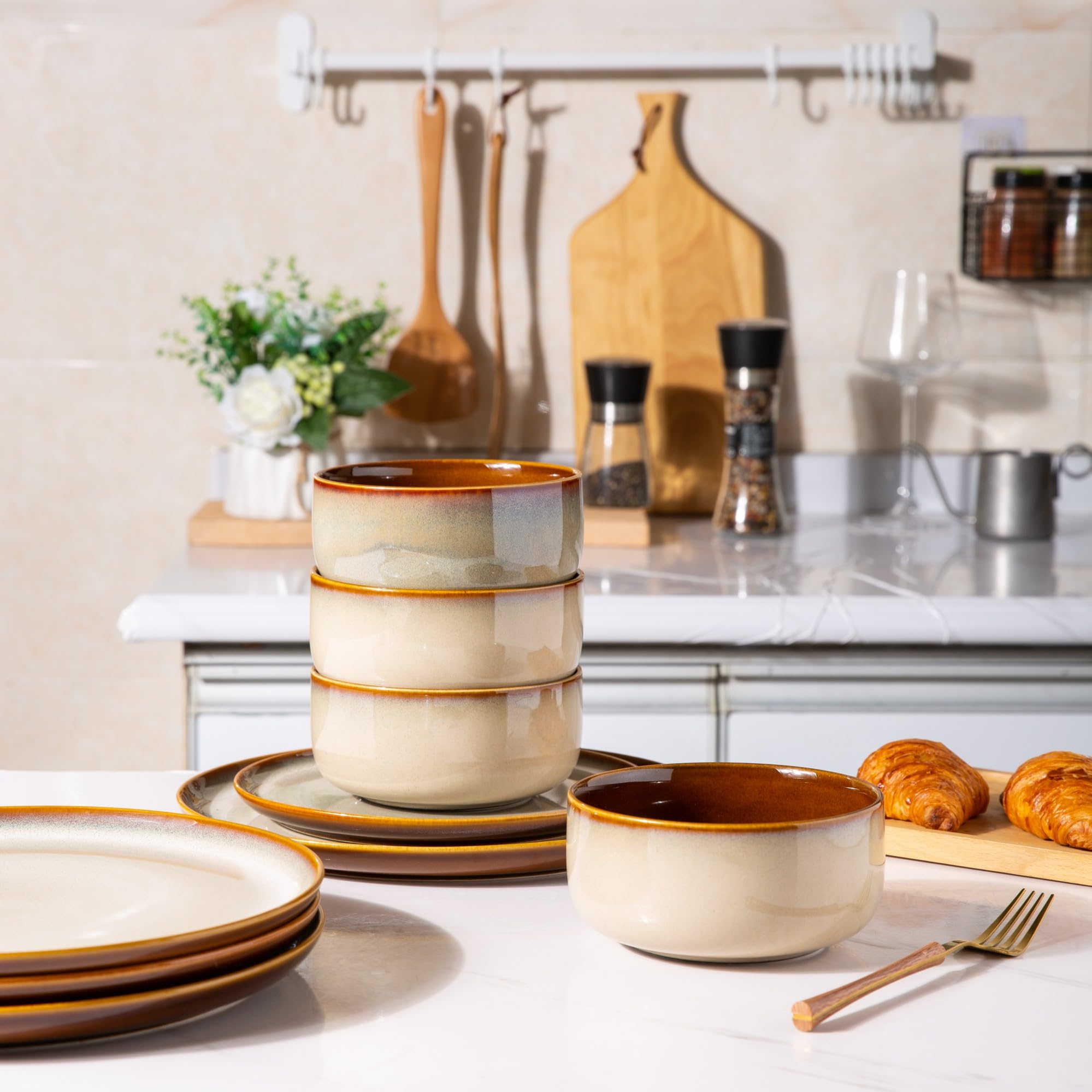 Amazon.com | Ceramic Dinnerware Sets of 6,Poreclain Plates and