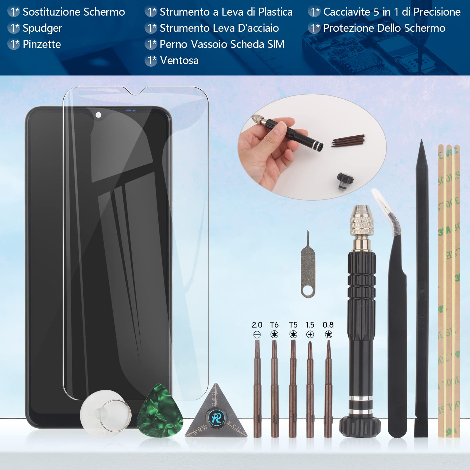RongZy Schermo LCD Display per Samsung Galaxy A12 A125F Touch Screen Assemblea Sostituzione Schermo di Vetro Digitalizzatore con Cornice Strumenti(Nero)