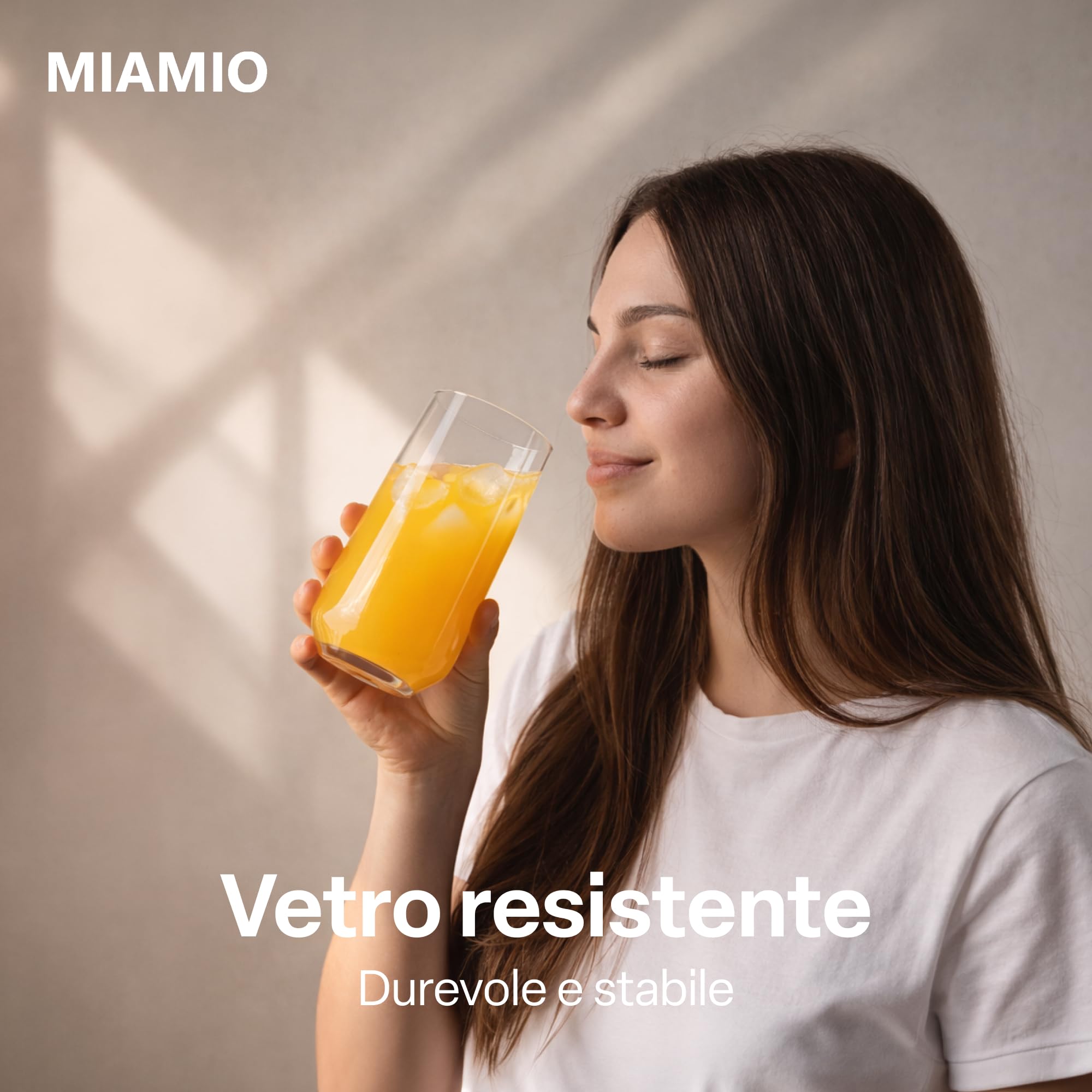 MIAMIO - Set di 6 Bicchieri da Acqua 460 ml, Bicchieri Alti in Vetro, Set Bicchieri per Cucina, Bicchieri Tumbler Uso Quotidiano - Lavabili in Lavastoviglie - Collezione Riva