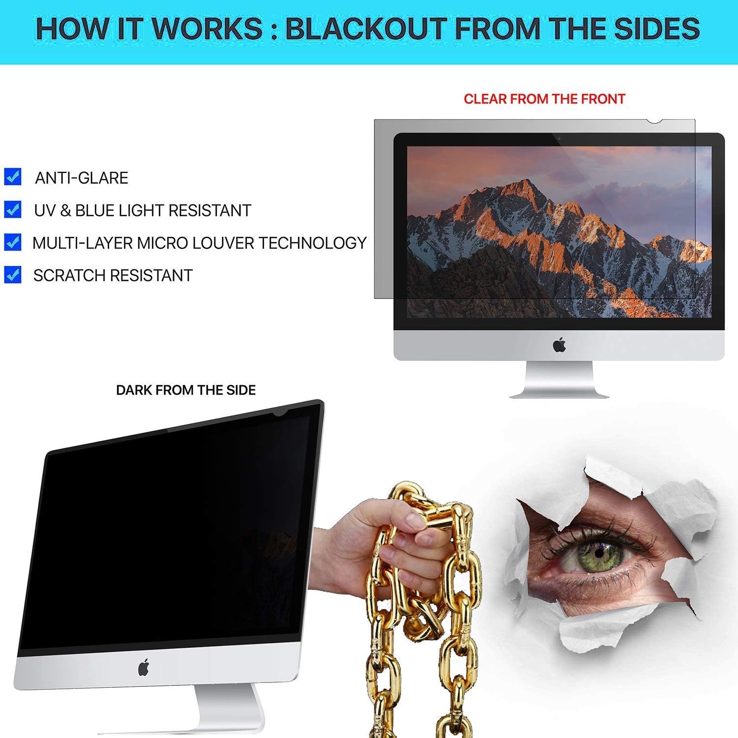 MMMPF220W1B - Frameless Blackout Privacy Filter for 22 Widescreen Monitor