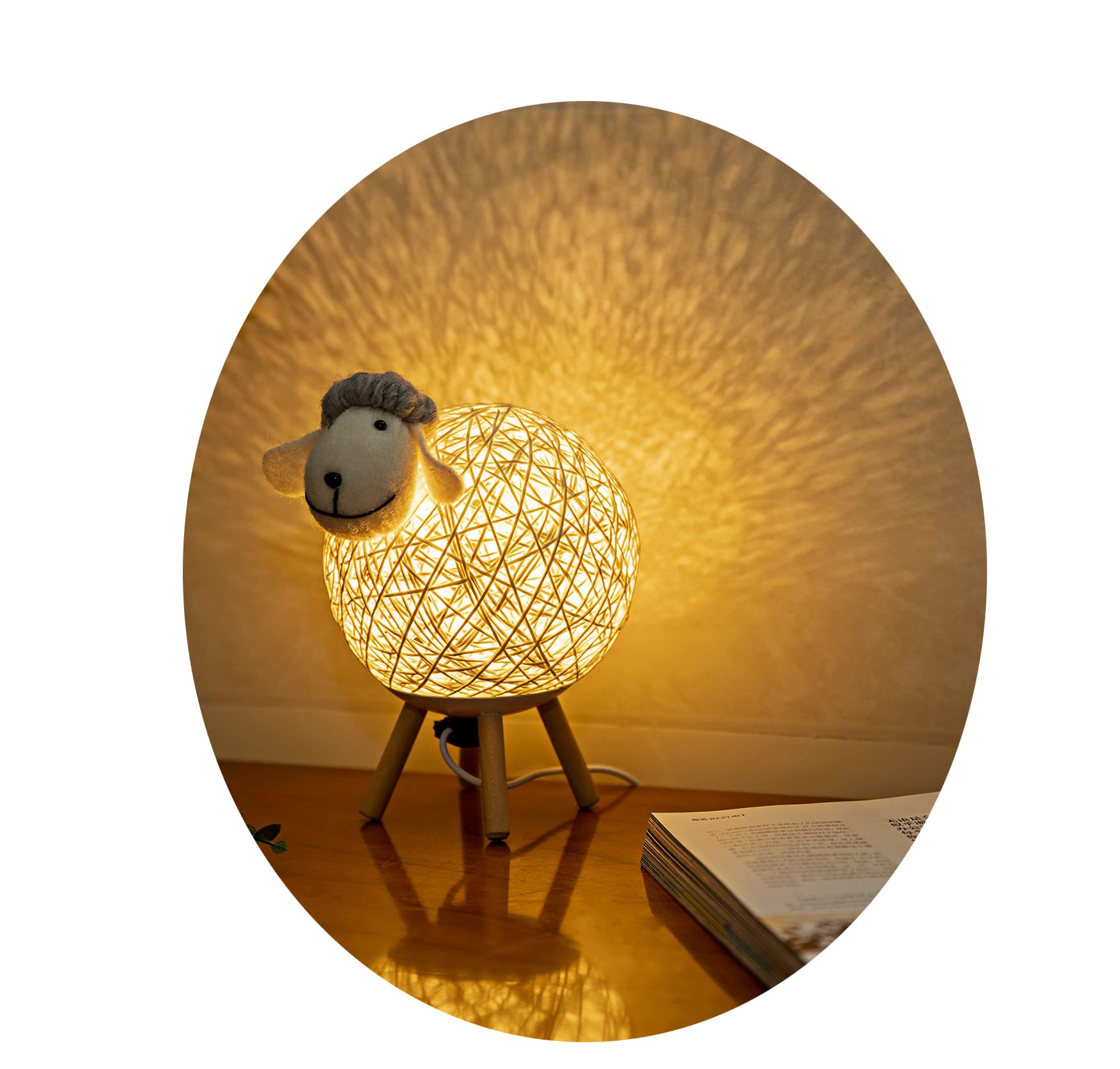 DELFINO Small Size Lamb Sleep Night Light USB Rechargeable Bedroom Kids Adult Bedside Decorative Light with Switch