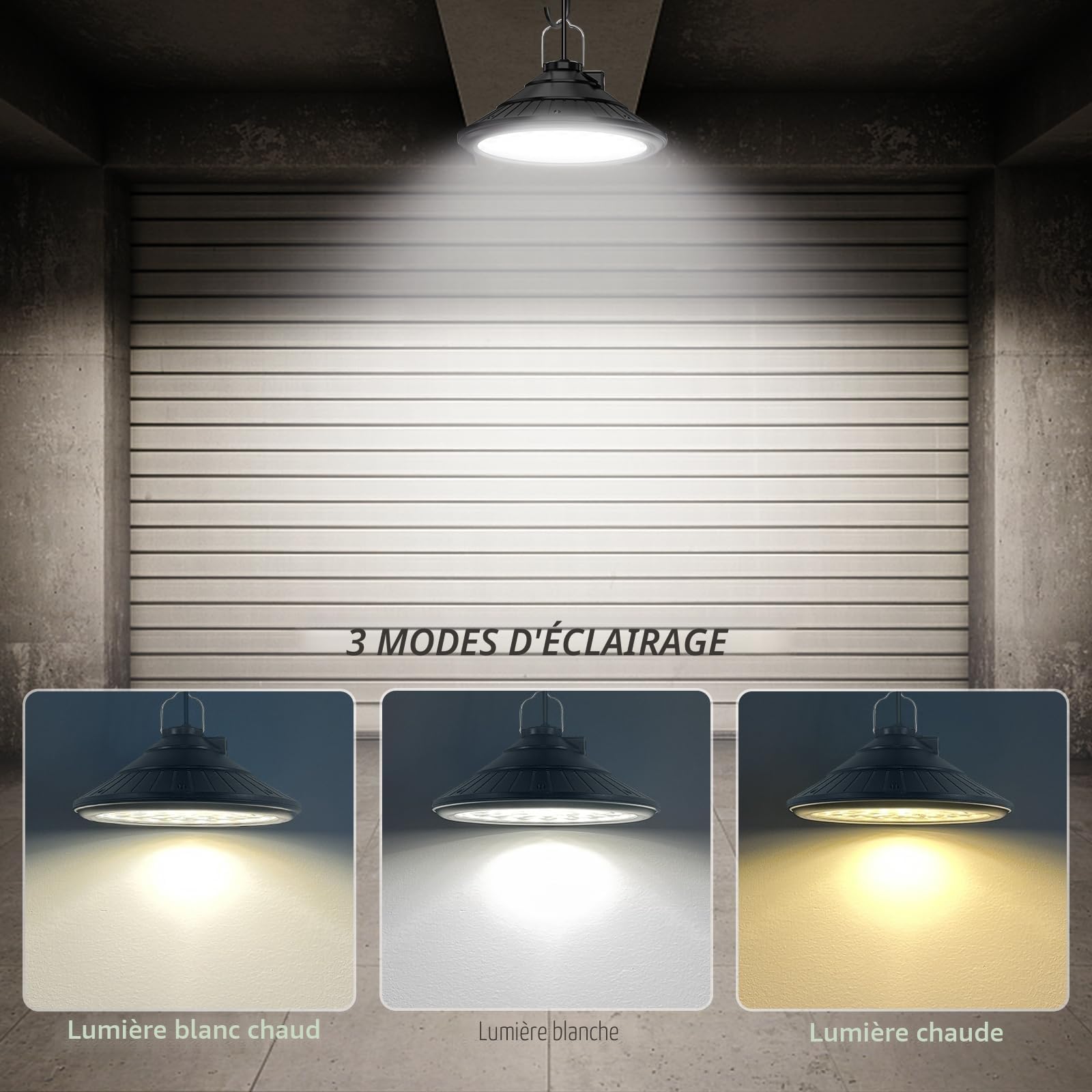 Qoolife Lampe Solaire LED Suspendue 4500 mAh IP66 3 Couleurs 4 Modes Télécommande Charge USB Jardin