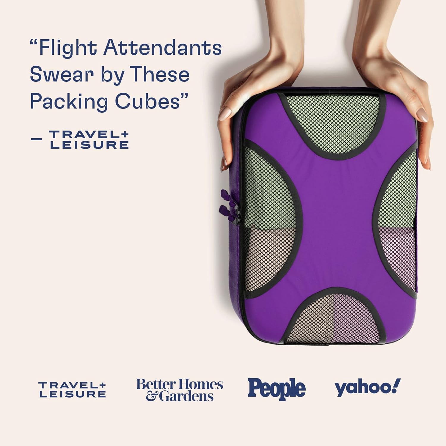 Shacke Premium 5 Packing Cubes Set - Lightweight Mesh Travel Luggage Organizers with Laundry Bag, 5-Piece Suitcase Storage System (Orchid Purple) - Image 3