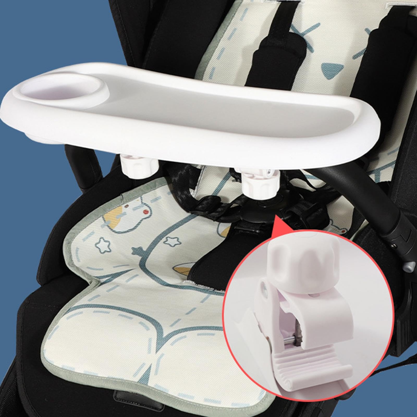 Lot de 2 plateaux amovibles pour poussette, table à manger, voyage, noir, 36 x 12 cm