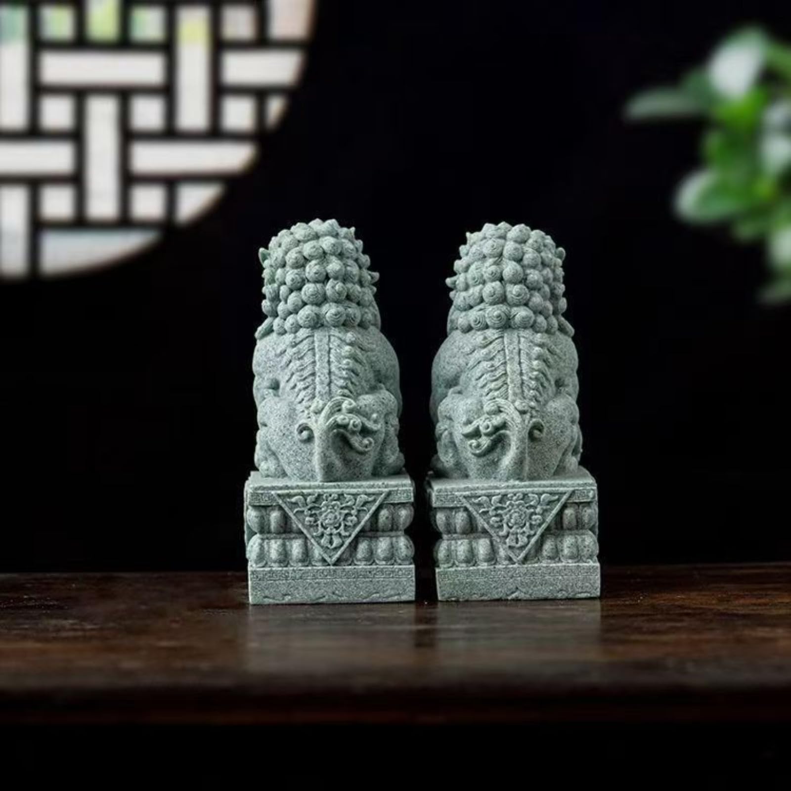 Grüner Sand und Kies, Löwe, Aquascaping, 12,6 cm, Miniatur-Landschaft, chinesischer Stil, Glückstee-Haustier, 2 Stück