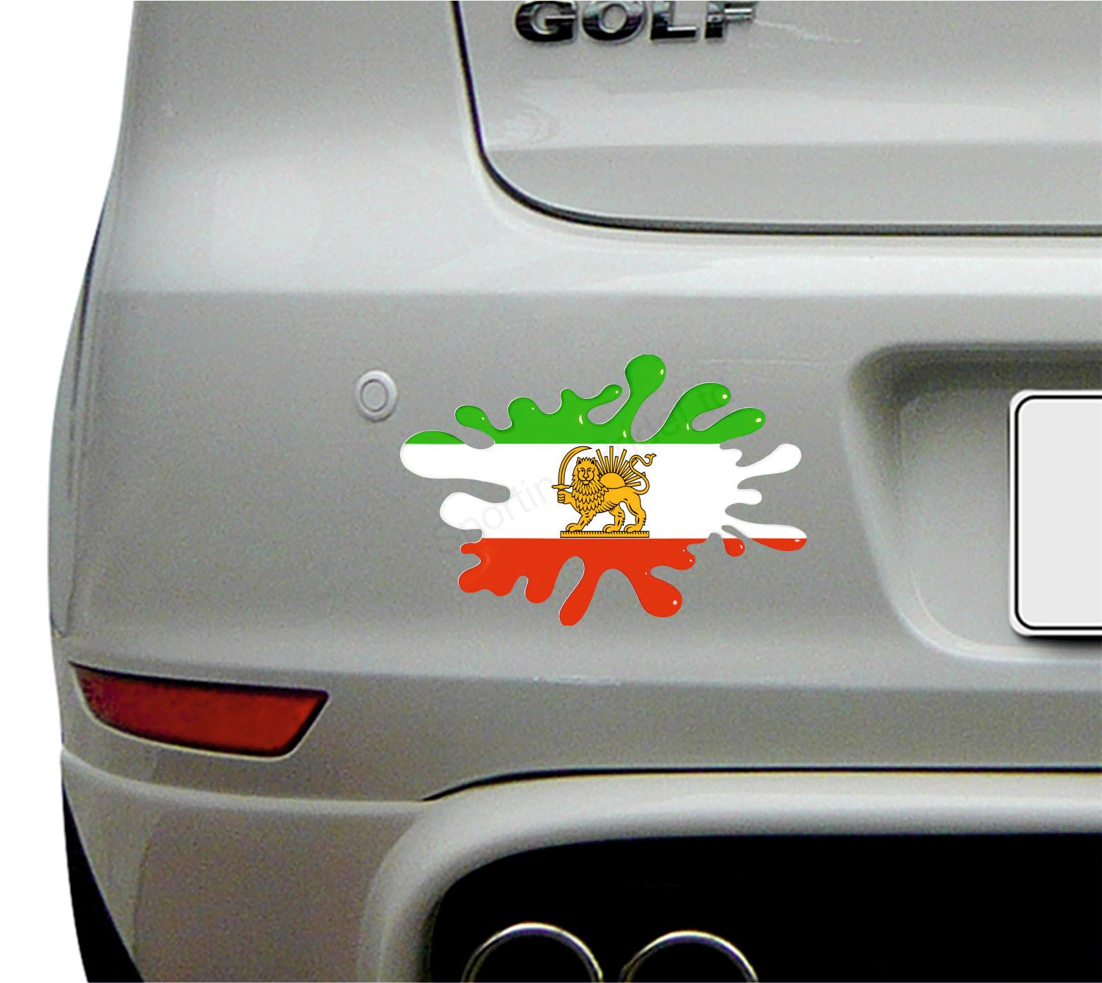Chaos Inc Red White Green Gold Iranian Sun & Lion Flag Flag Splat Splash 3D Effect Funny Decal Sticker Car, Van, Laptop, Doors Or Walls Ideal For Camper Vans, Caravans Cars And Vans