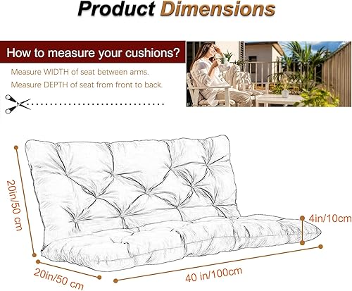 Miniatura 241 de Cojín de repuesto para columpio de 2-3 asientos, cojines de banco para exteriores con respaldo grueso de 4 pulgadas, muebles de patio, jardín, Flor