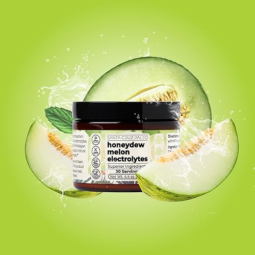 Miniatura 2 de Santa Cruz Paleo Polvo de electrolitos, sabor melón melón, mezcla de bebida de hidratación sin azúcar con sal rosa del Himalaya, sal marina,