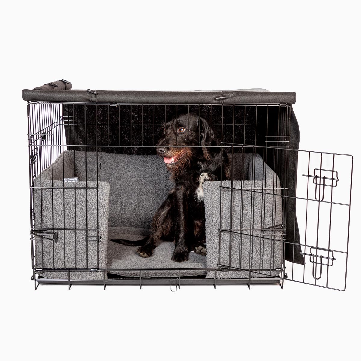 Danish Design Funda para Jaula de Perro, Forro Opaco, Puertas enrollables, Color Gris, XXL