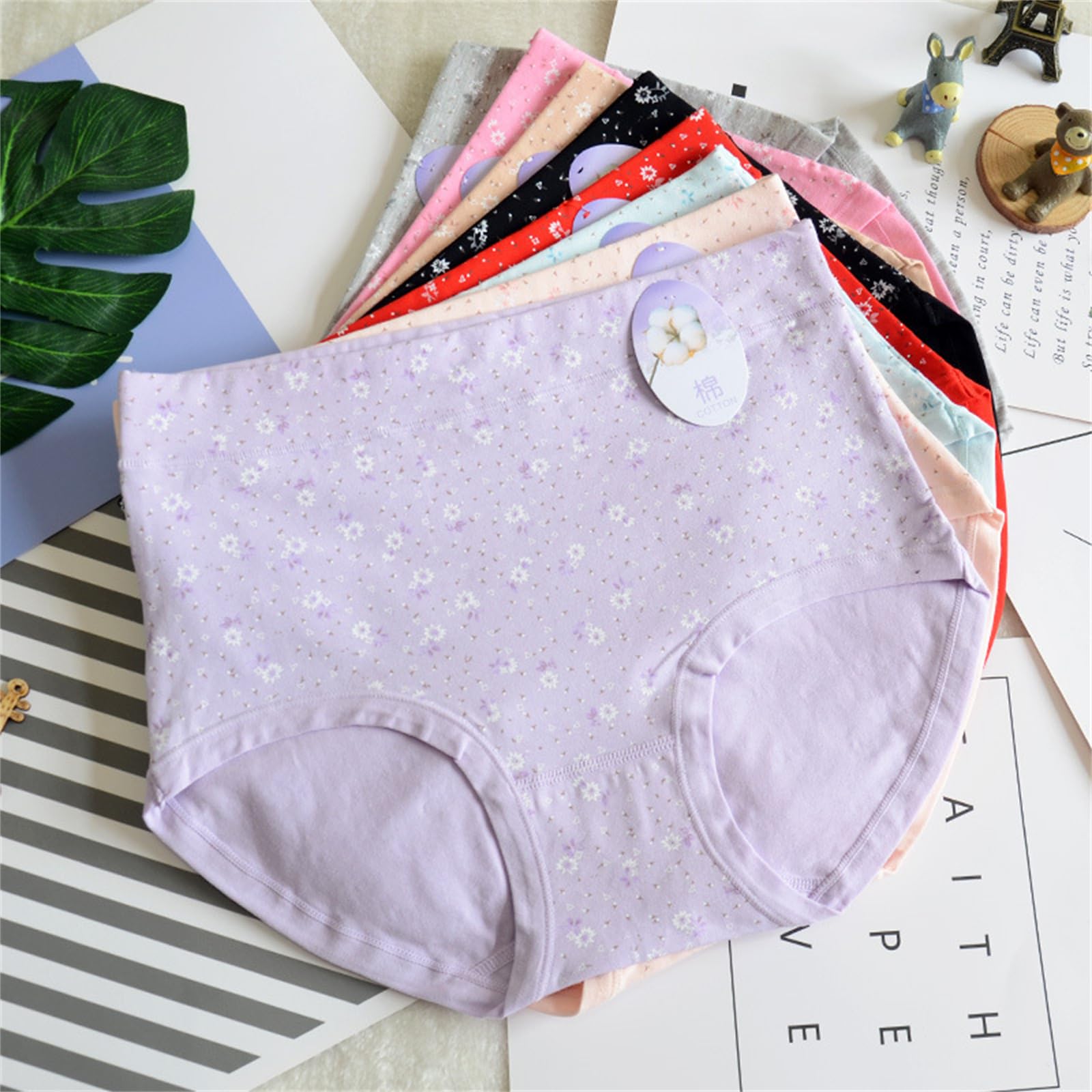 Slip Donna Slip Stampati da Donna Plus Size Tummy Control A Vita Alta 10 Confezioni-I-60-80Kg