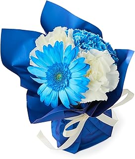 bloomee(ブルーミー) そのまま飾れる ブーケ ブルー XSサイズ クリスマス 生花 ミニ 花束 (ギフト プレゼント お祝い) 退職祝い 結婚祝い 卒業式 開店祝い フラワーギフト (花瓶不要 水いらず)