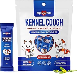 Kennel Cough Treatment is Effective for Sneezing, Runny Nose, Allergies, Throat Irritation – Cat & Dog Coughing Treatment Supports Easy Breathing in All Breeds – 10-Sticks Pack