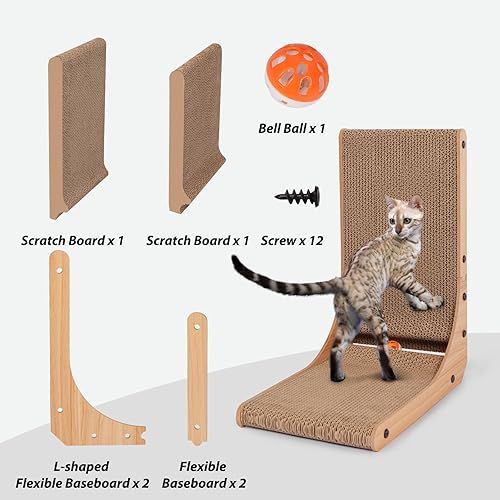 Miniatura 5 de Cartón rascador ovalado para gatos, cuenco para rascar para gatos con un juguete interactivo, rascador para gatos, garra de molienda para interiores