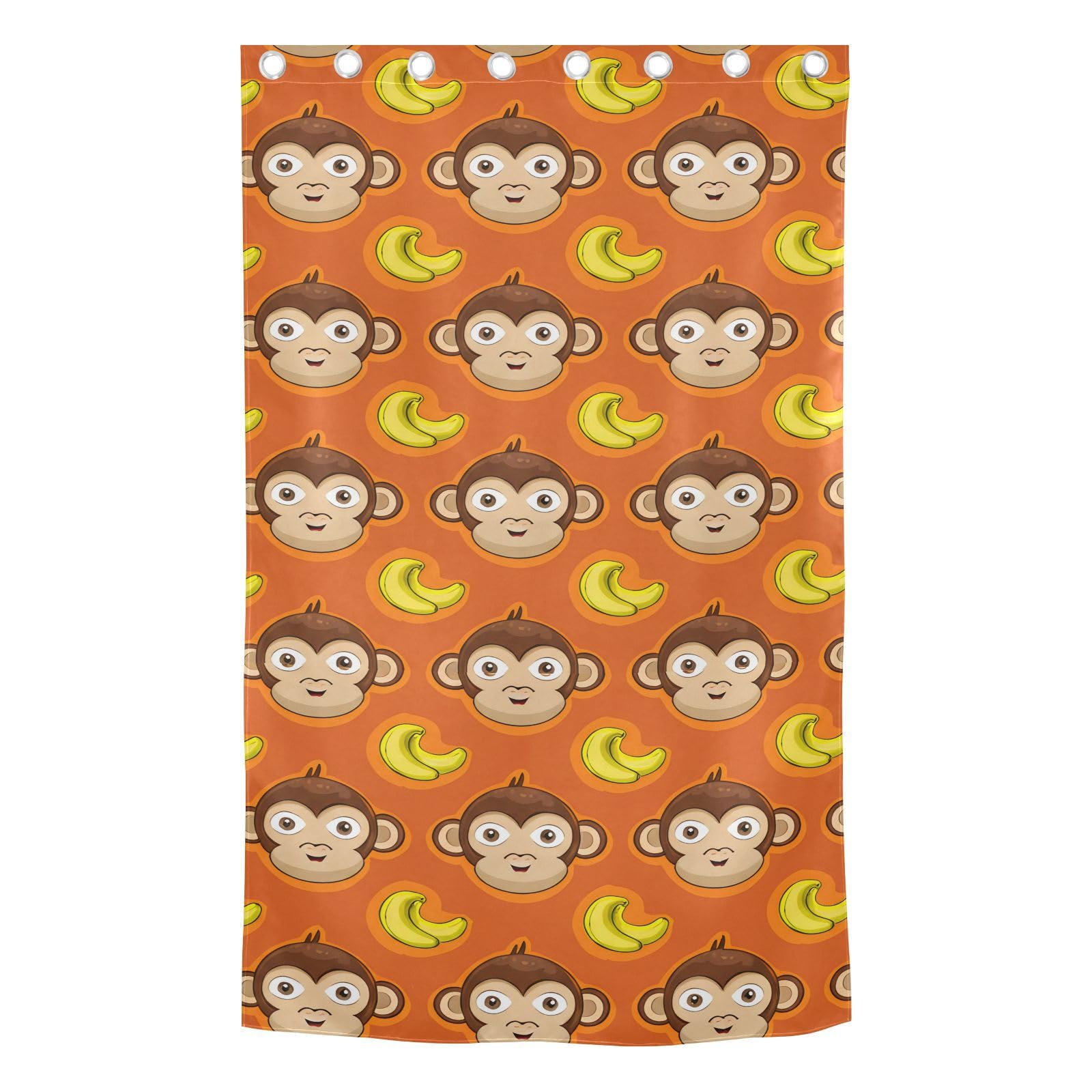 J JOYSAY Cartoon Monkey Bananas Orange Blackout Window Curtain Panels Thermal Insulated Window Drapes Grommet Blackout Drapes for Living Room Bathroom 84 x 42 Inch