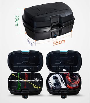 Motorcycle Trunk Top Lock Storage Carrier Case Motorcycle Accessory Portable Trunk Lid Organizer Storage Bag Motorcycle Tour Tail Box,Black Plus Sky Blue
