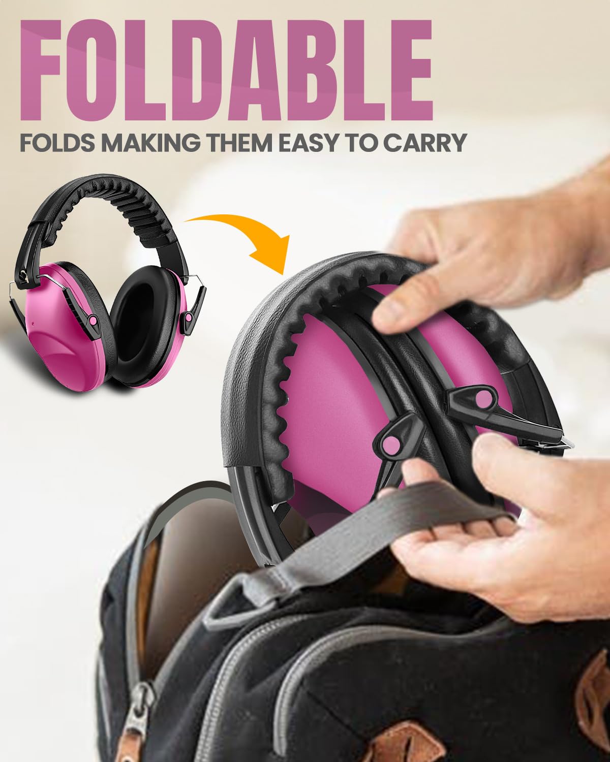 Evolpor Ear Defenders Noise-Canceling & Sound-Isolating Ear Muffs for Kids in Pink Hearing Protection Perfect for Sleep Learning & Noise Reduction - Image 3