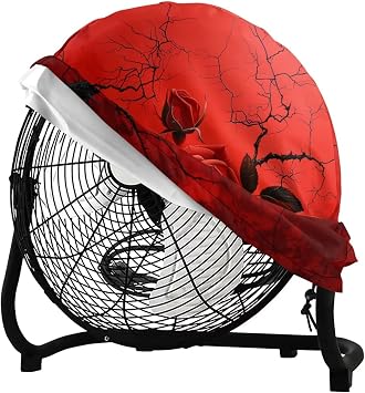 Covers for Fan Rose Fan Dust Cover Industrial Fan Cover in Heavy Duty Material Fit 24" Fan Industrial Fan Cover Waterproof Fan Protection Cover