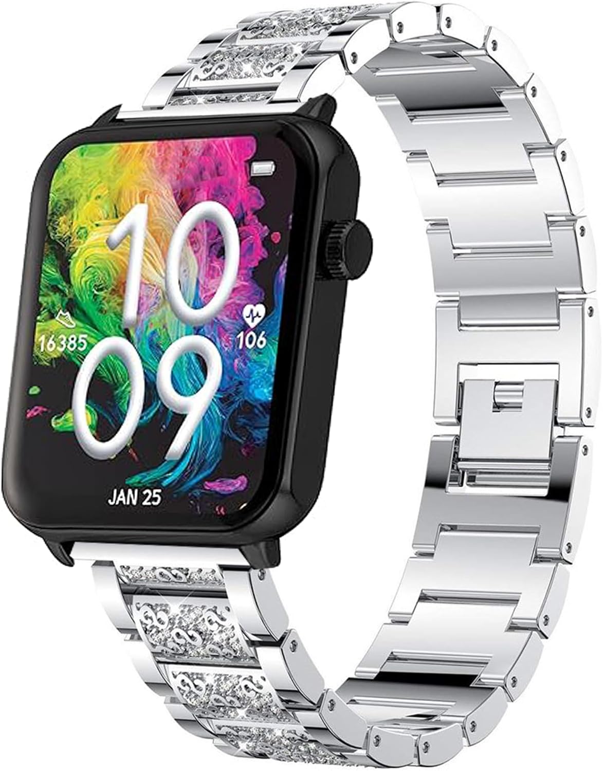 Compatible with Armitron Matrix Smartwatch bands, 20mm, 22mm Quick Release Women Jewelry Bling Diamond Metal Dressy Replacement Strap Compatible with Armitron Connect Matrix, Link, Lunar, Boom, Eclipse Smartwatch