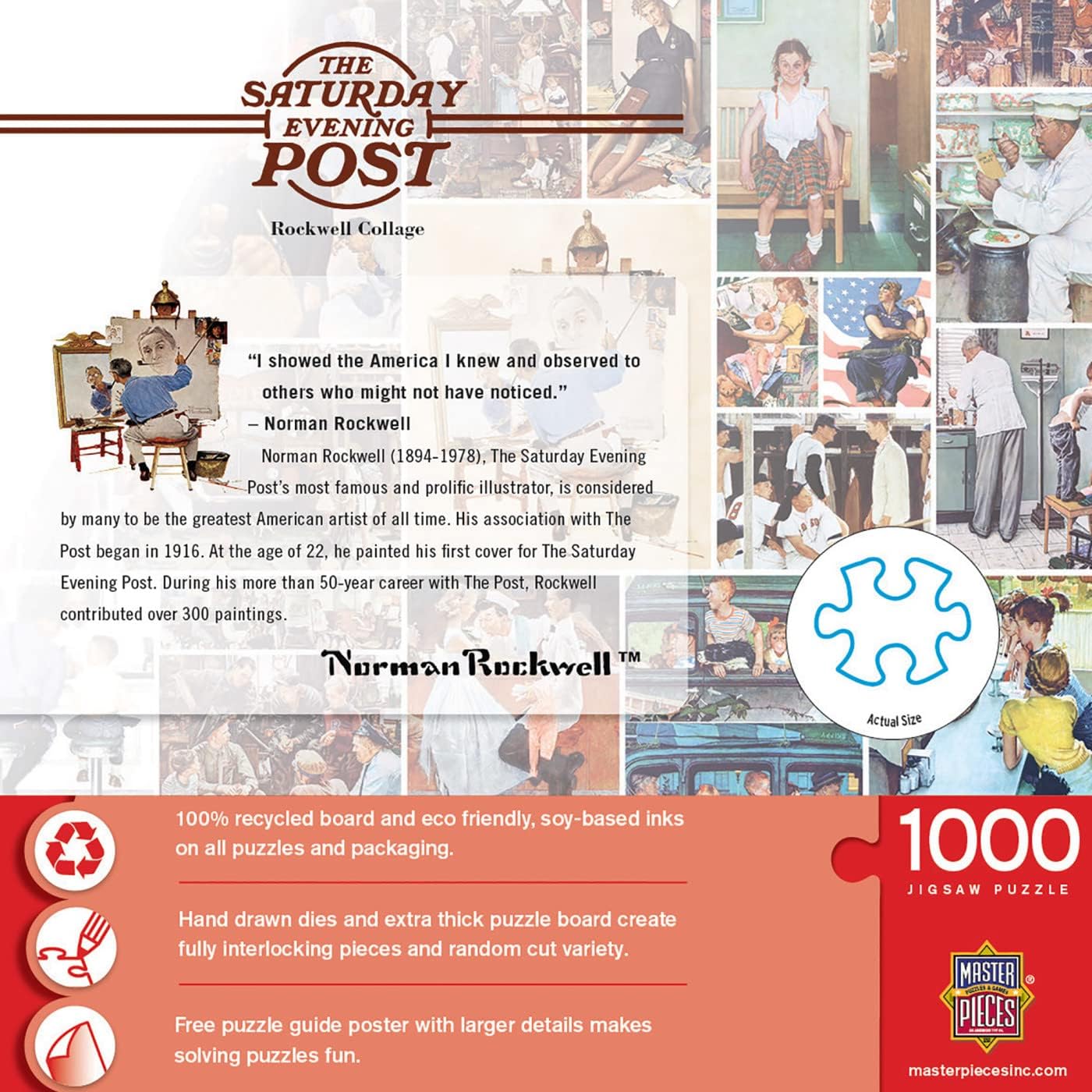 MasterPieces 1000 Piece Jigsaw Puzzle for Adults, Family, Or Youth - Rockwell Collage - 19.25"x26.75"