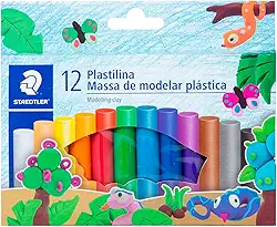 STAEDTLER Massa de Modelar 12 Cores - 8429 C12 PE - Macia, Misturável, Não Mancha e Não Gruda – Fácil de Limpar, Ideal para Crianças e Atividades Criativas
