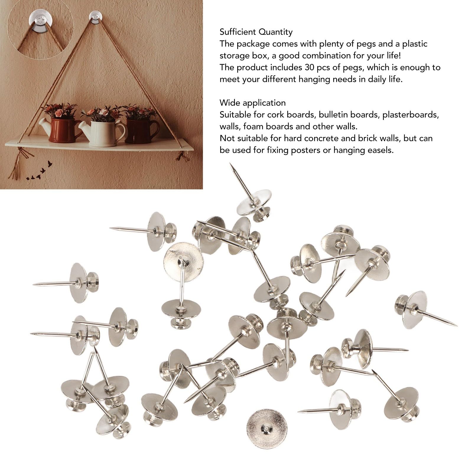 Ganchos Pared Para Fotos 30 PCS Ganchos Chinchetas Para Colgar Imágenes, Clavos De Doble Cabeza Chinchetas Para Colgar En La Pared Cuadros, Ganchos Decorativos Pequeños Para Paneles De Yeso Tablero De Corcho