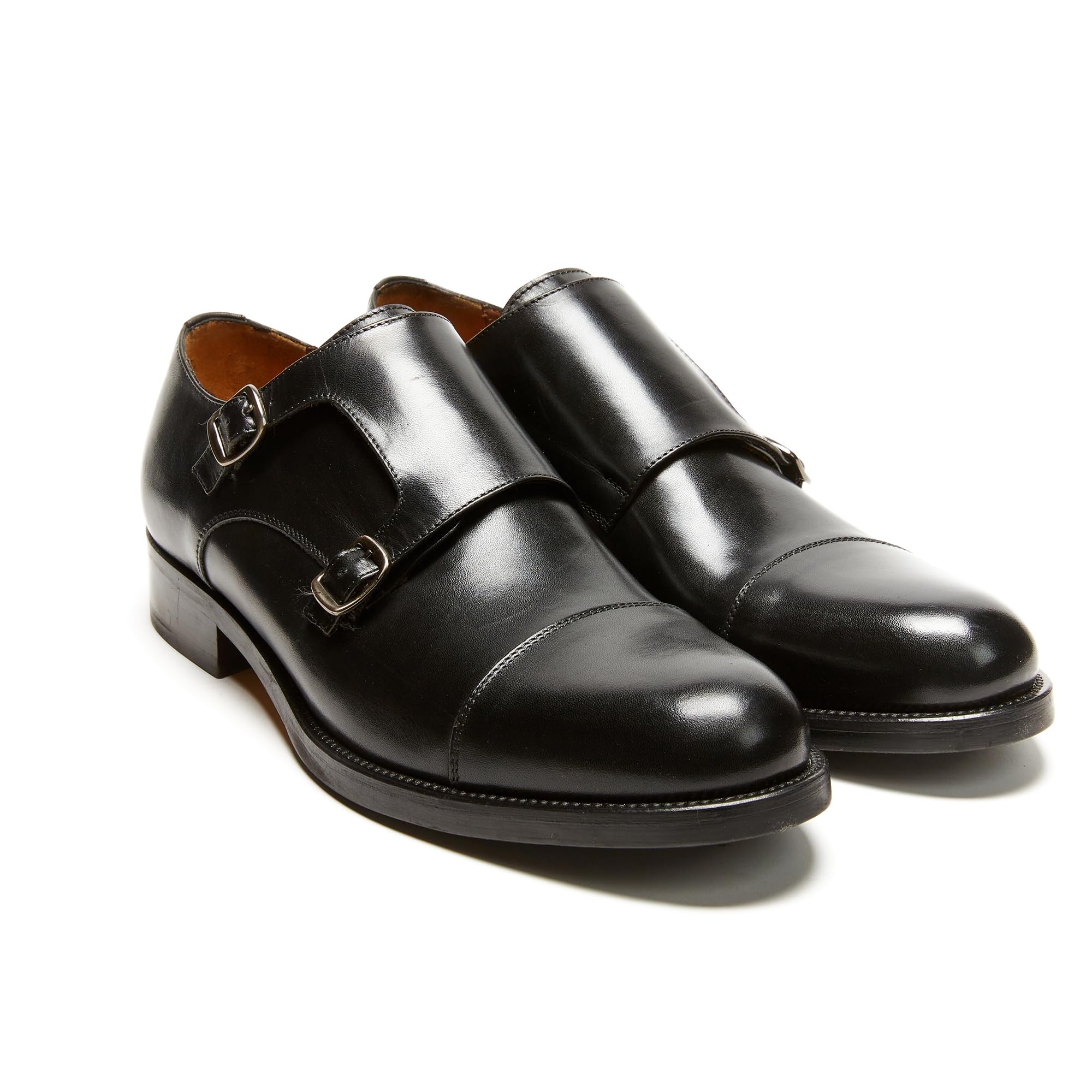 Scarpe da Uomo Eleganti con Doppia Fibbia in Vera Pelle e Soletto in Memory Foam - Suola Gomma Superleggera - Made in Italy