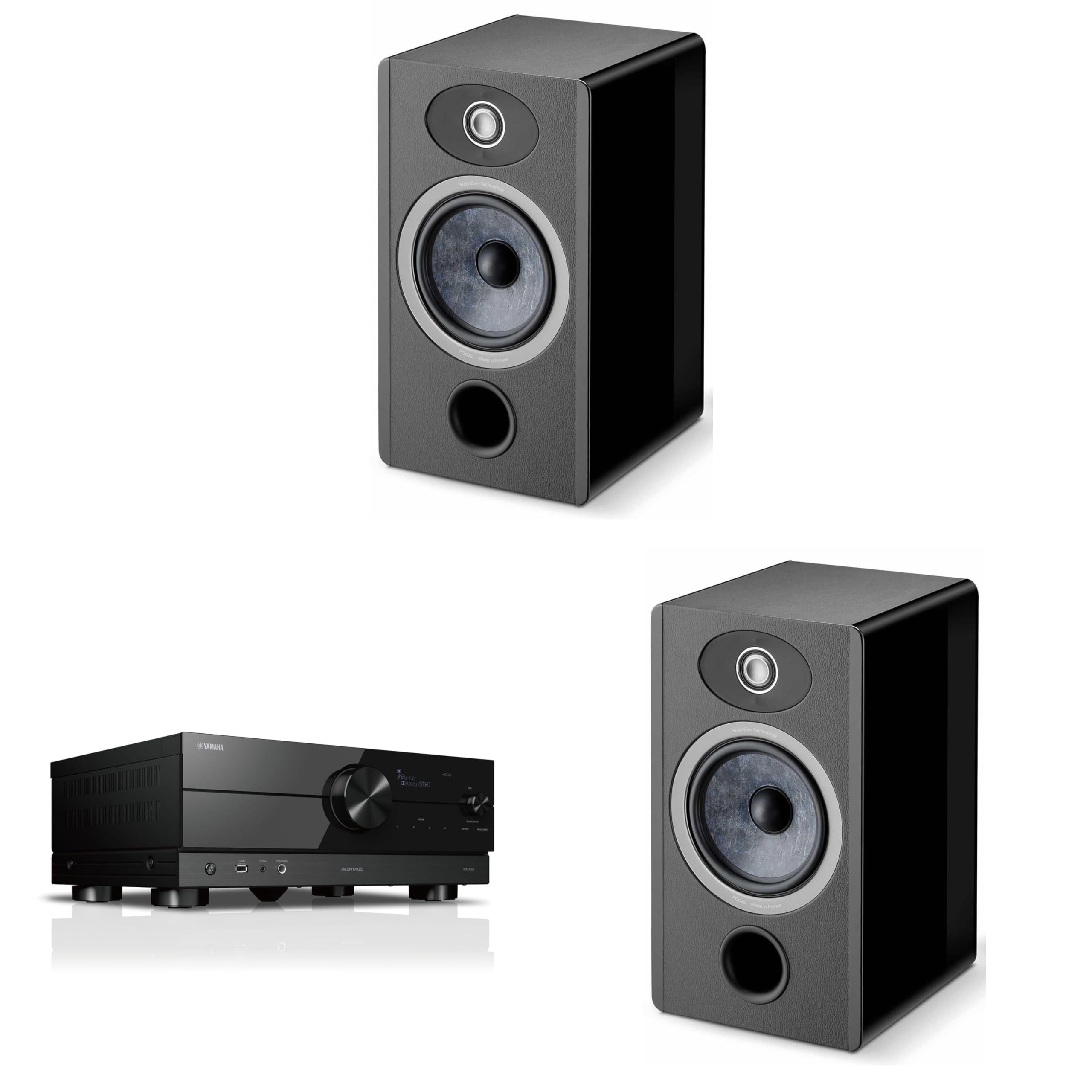 Focal Vestia No1 Black Speakers, Pair & AV Receiver Bundle (RX-A2ABL)