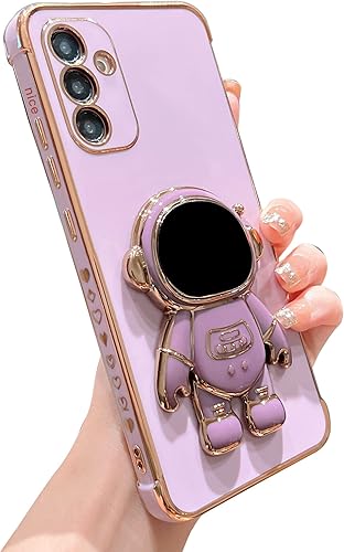 phylla Funda de teléfono para Samsung Galaxy S24 de 6.2 pulgadas, funda de teléfono con soporte de astronauta chapado de lujo con bonito corazón de phylla Funda de teléfono para Samsung Galaxy S24 de 6.2 pulgadas, funda de teléfono con soporte de astronauta chapado de lujo con bonito corazón de
