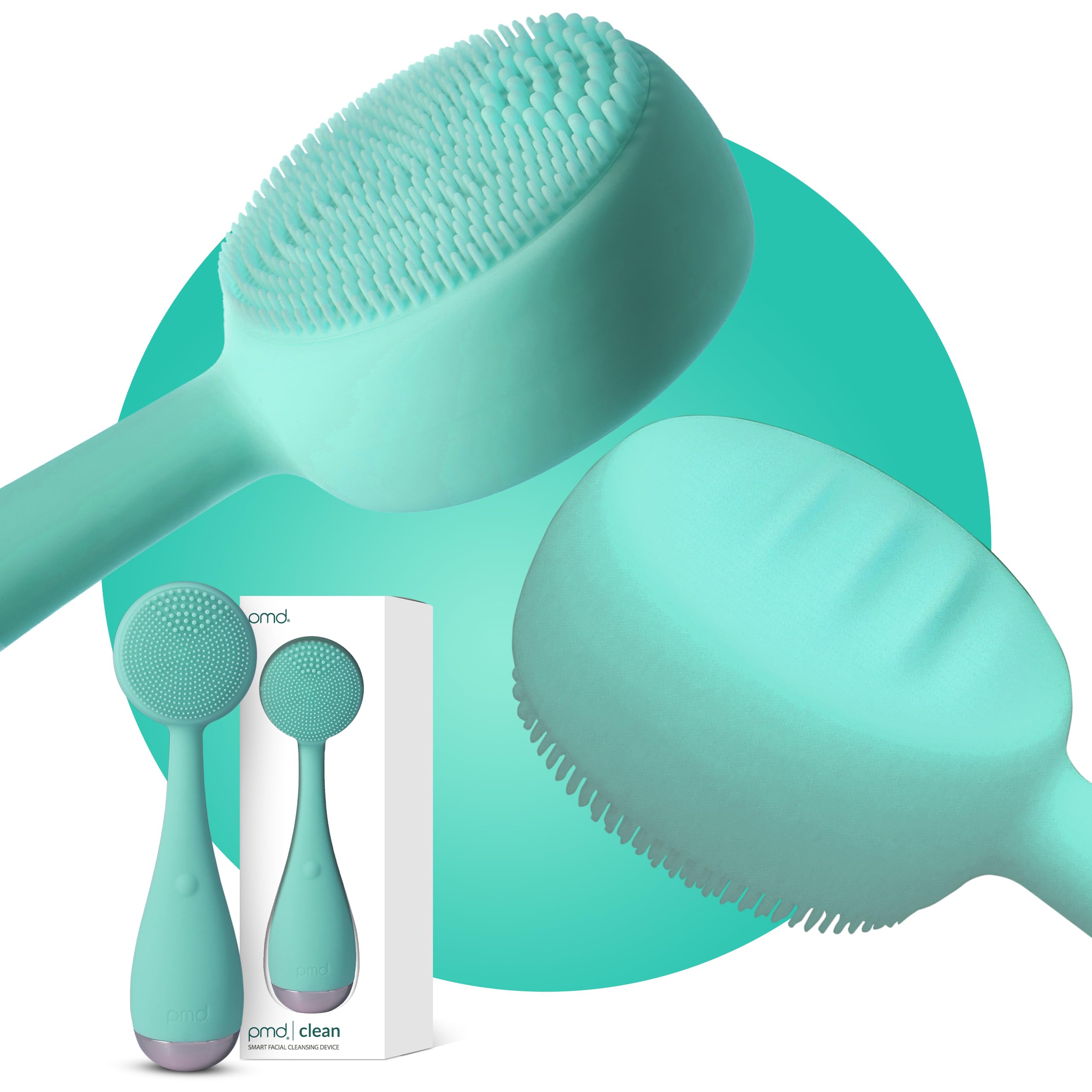 PMD Clean – inteligentne urządzenie do oczyszczania twarzy z silikonową szczotką i masażerem przeciwstarzeniowym – wodoodporne – technologia wibracji SonicGlow – oczyszczanie porów i zaskórników