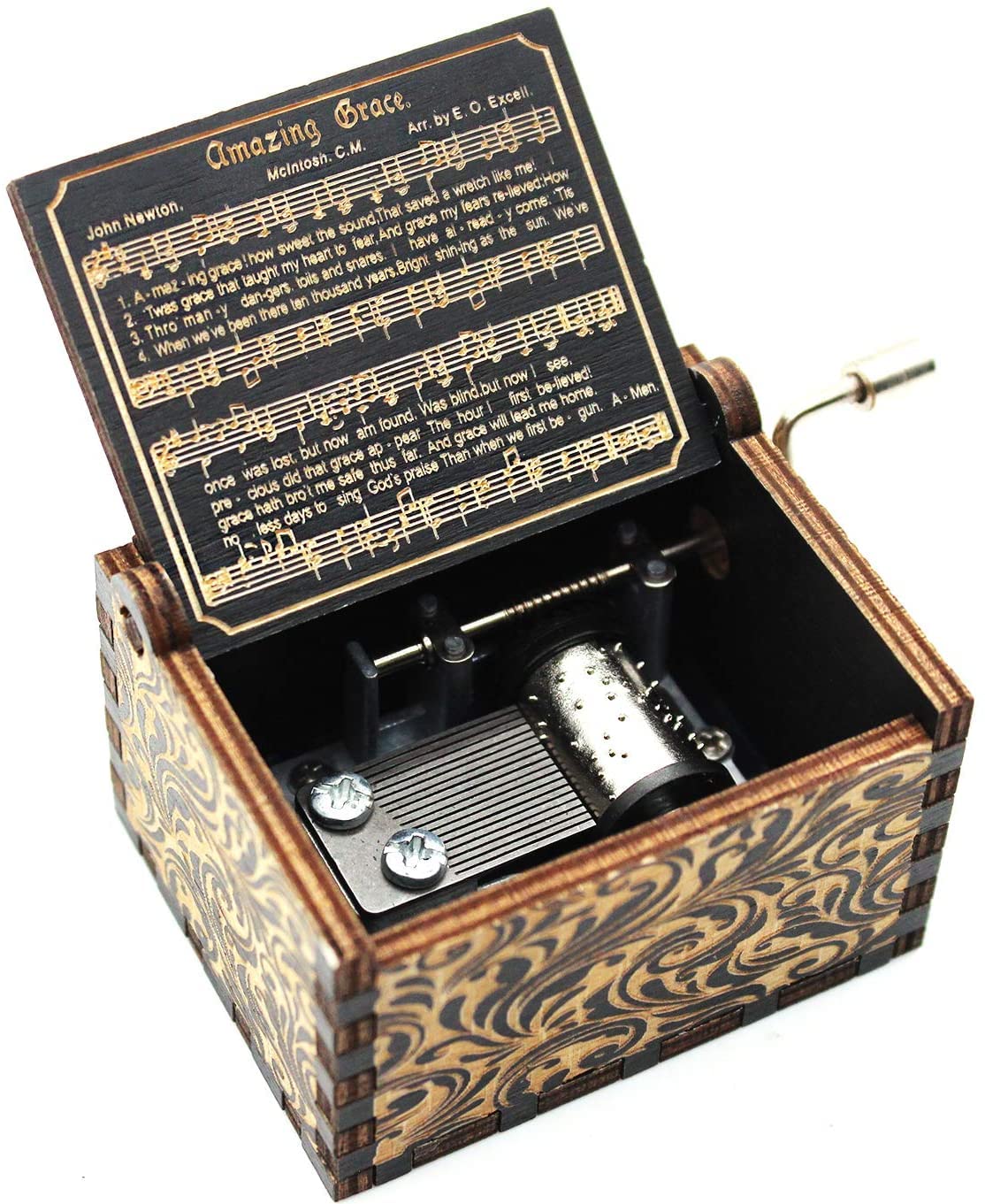 HEZNZXQ Wooden Music Box, Amazing Grace Music Boxes, Gift for Christian, Friends, Idea for Christmas, New Year, Valentine's Day, Birthday, Anniversary, Graduation