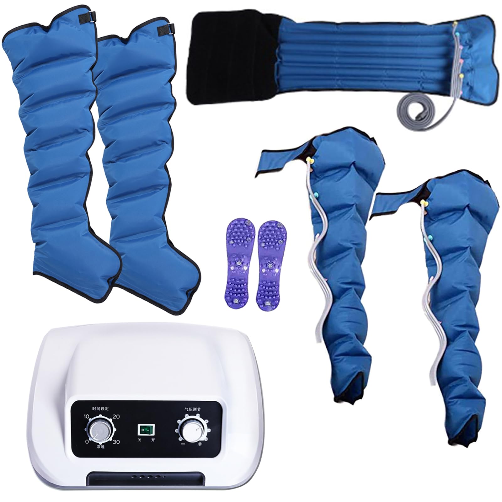 Botas de compresión de aire para masaje de piernas para aliviar el dolor y mejorar la circulación, máquina de botas de recuperación de 6 cámaras, 10-30 minutos cada vez, masajeador de drenaje li
