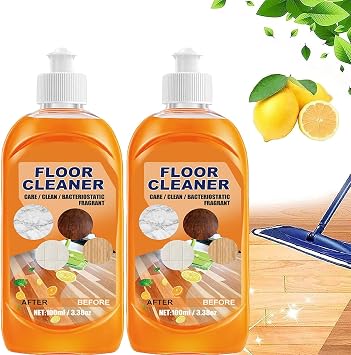 Floor Cleaner, Powerful Decontamination Floor Cleaner, Orange Floor Cleaner, Multipurpose Floor Cleaner Liquid for Wood Floor, Ceramic Tile 2PC