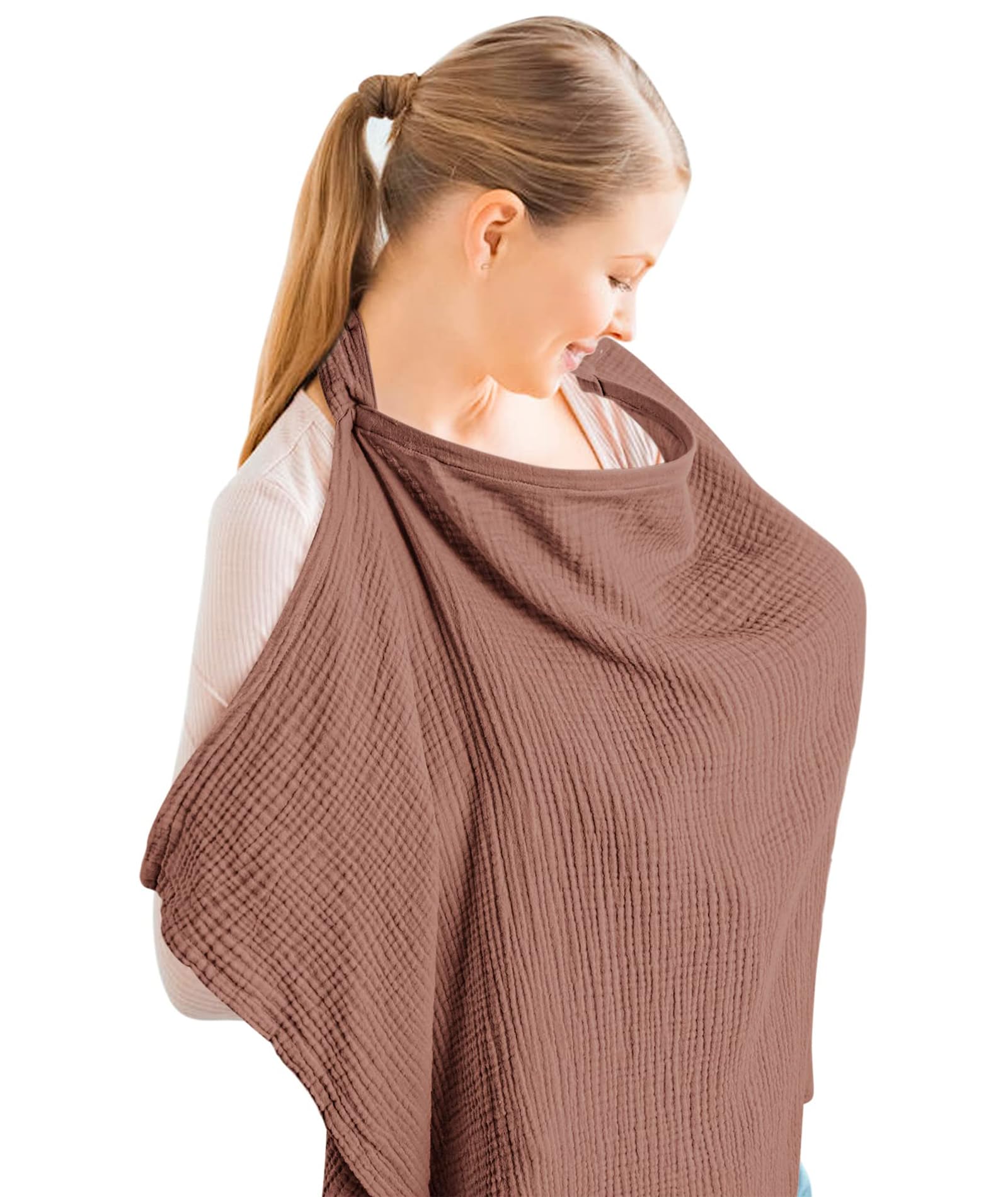 Feeding Covers for Nursing Mom,Nursing Cover for Breastfeeding, Brown Cover for Soft and Breathable Feeding Scarf Feeding Cover Versatile Multi-Functional Nursing Shawl for Mother-image-17