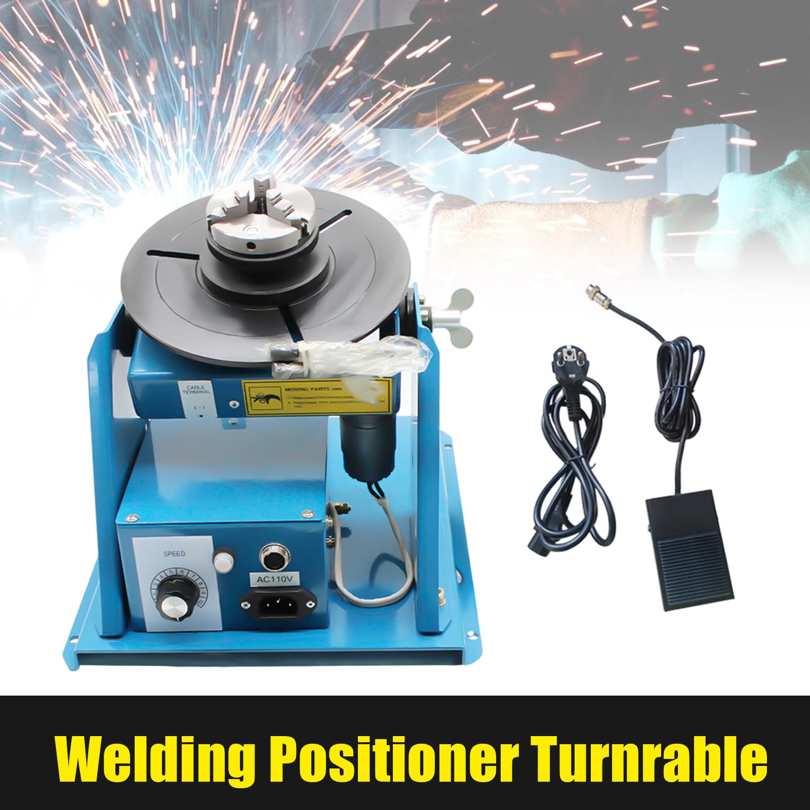 220 V stół spawalniczy pozycjoner spawalniczy 2-10 obr./min, manipulator 10 kg (poziomo) / 5 kg (pionowo), stół obrotowy 0-90°, kąt nachylenia 0-90°, uchwyt trójszczękowy do cięcia, szlifowania,