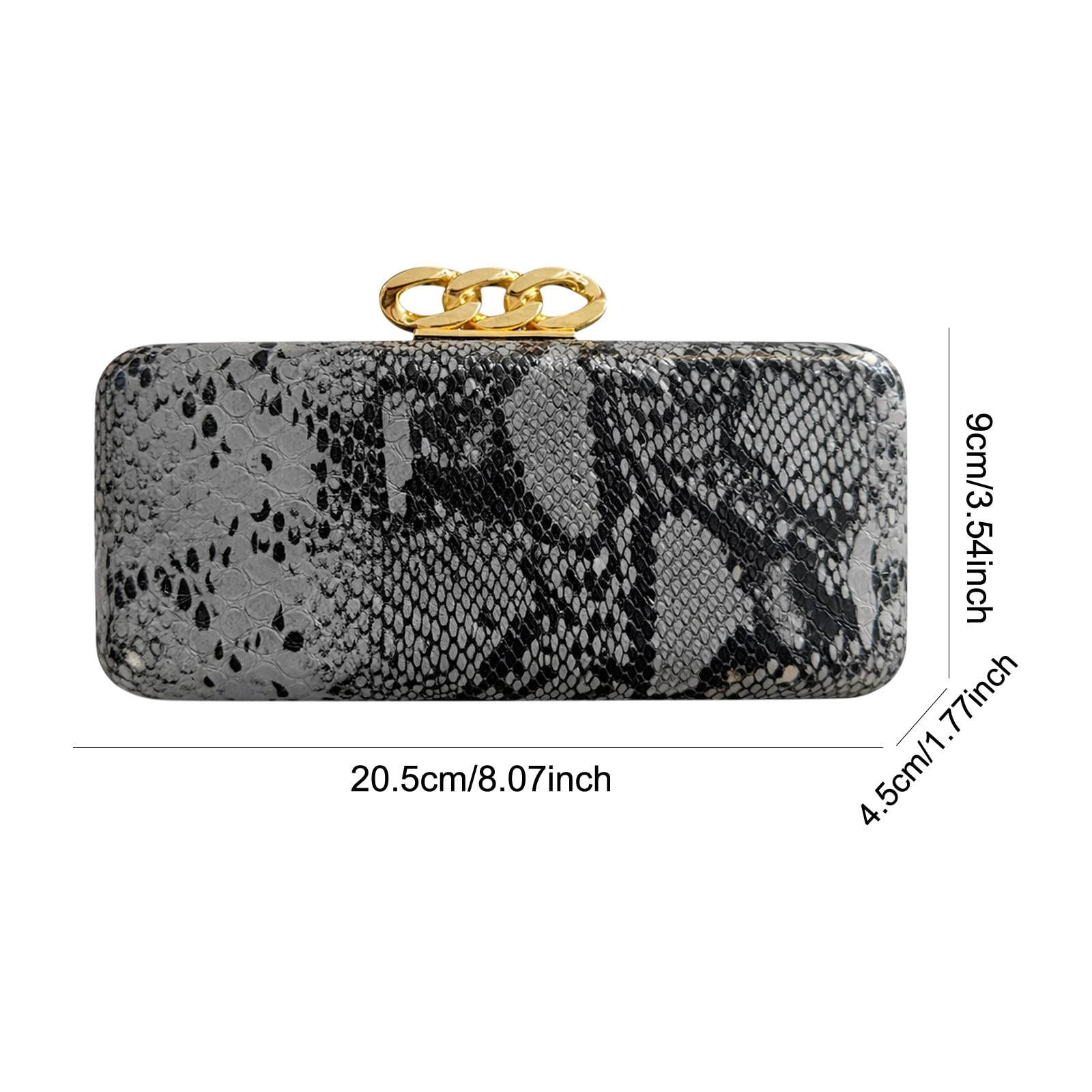 Bolso de mano de piel sintética con hebilla dorada, estampado de serpiente, cadena desmontable para mujer