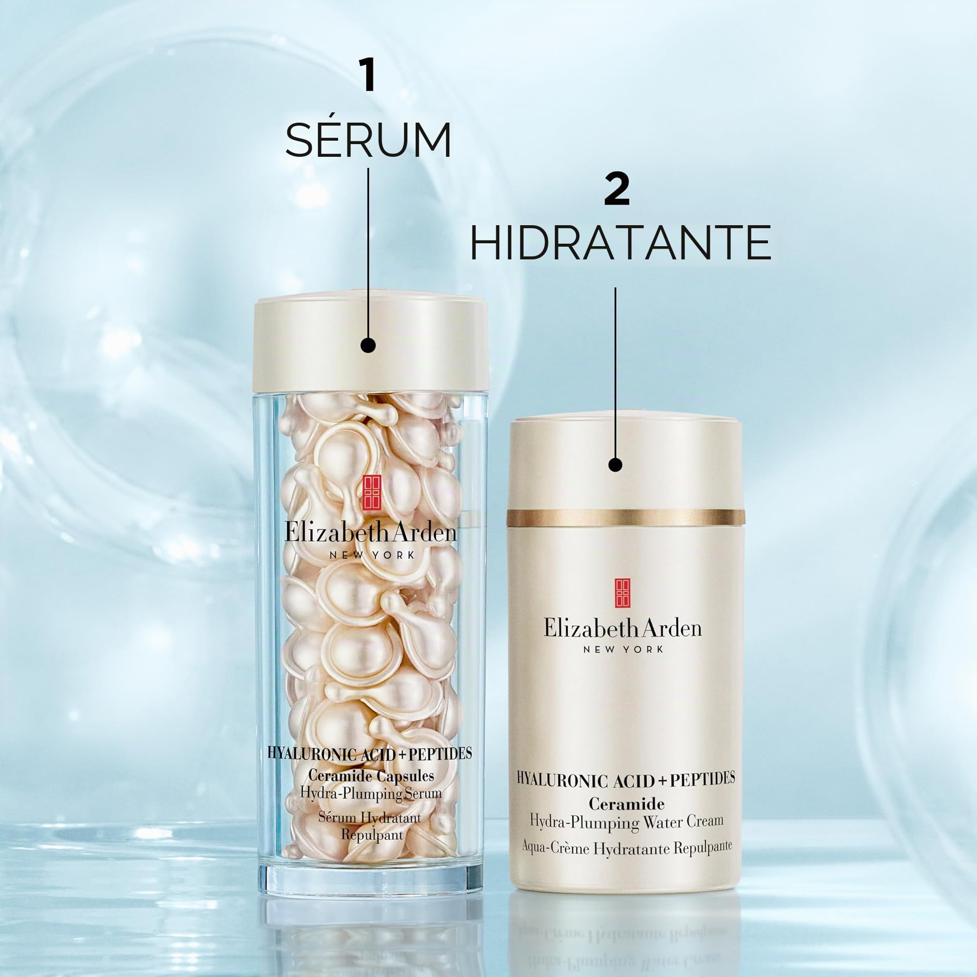 Elizabeth Arden - Crema Facial a Base de Agua con Ácido Hialurónico y Péptidos y Ceramidas, Crema Hidratante con 5D HA para una Piel más Firme, Rellena y Luminosa, Skincare para Todo Tipo de Piel