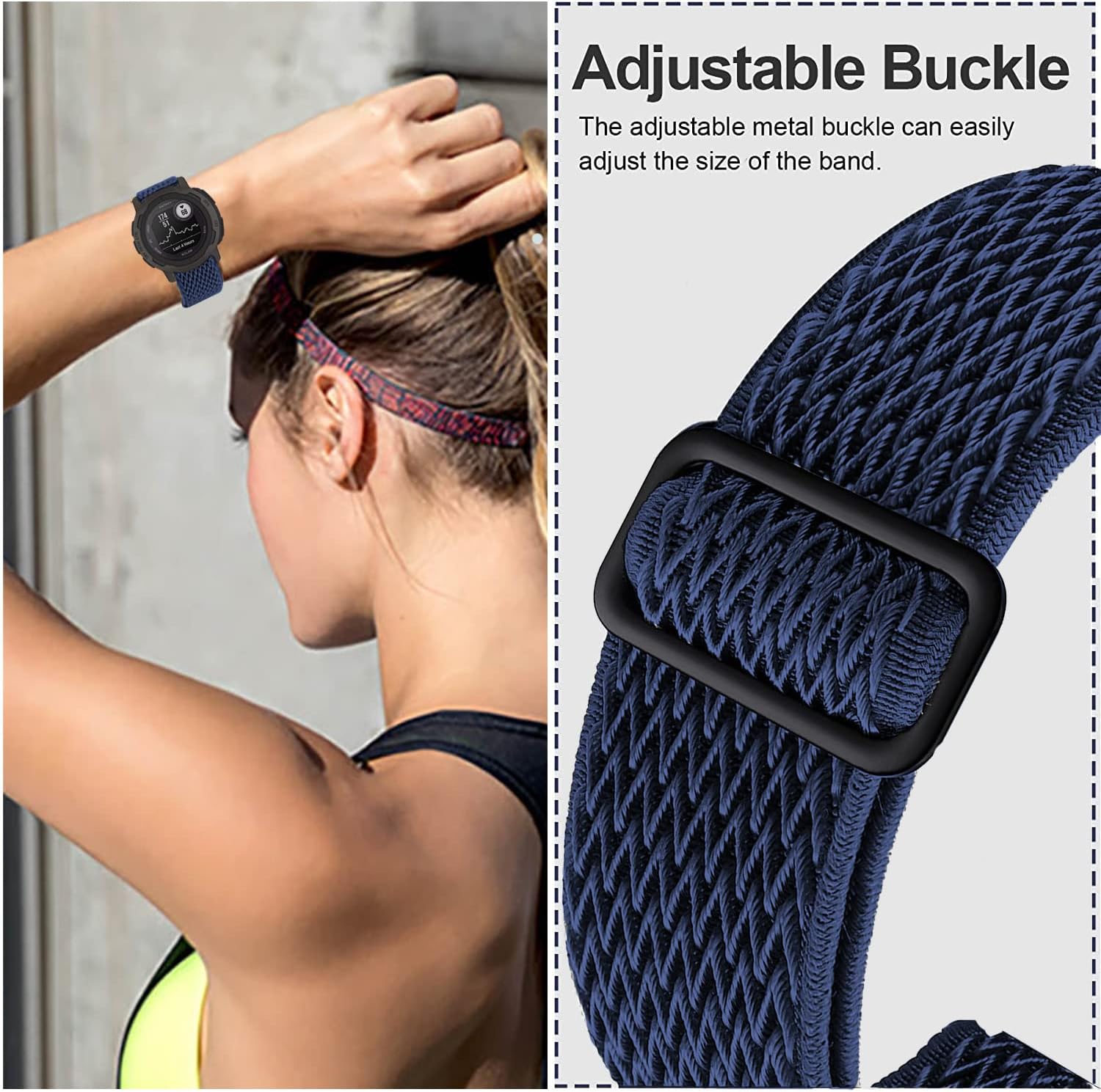 Olytop for Garmin Instinct 1/2/3 45mm Watch Bands, 22mm Soft Elastic Stretchy Nylon Ultra-light Wristband Replacement Strap Men Women for Garmin Instinct Solar/Tactical/Esports/Tide/Surf image 4