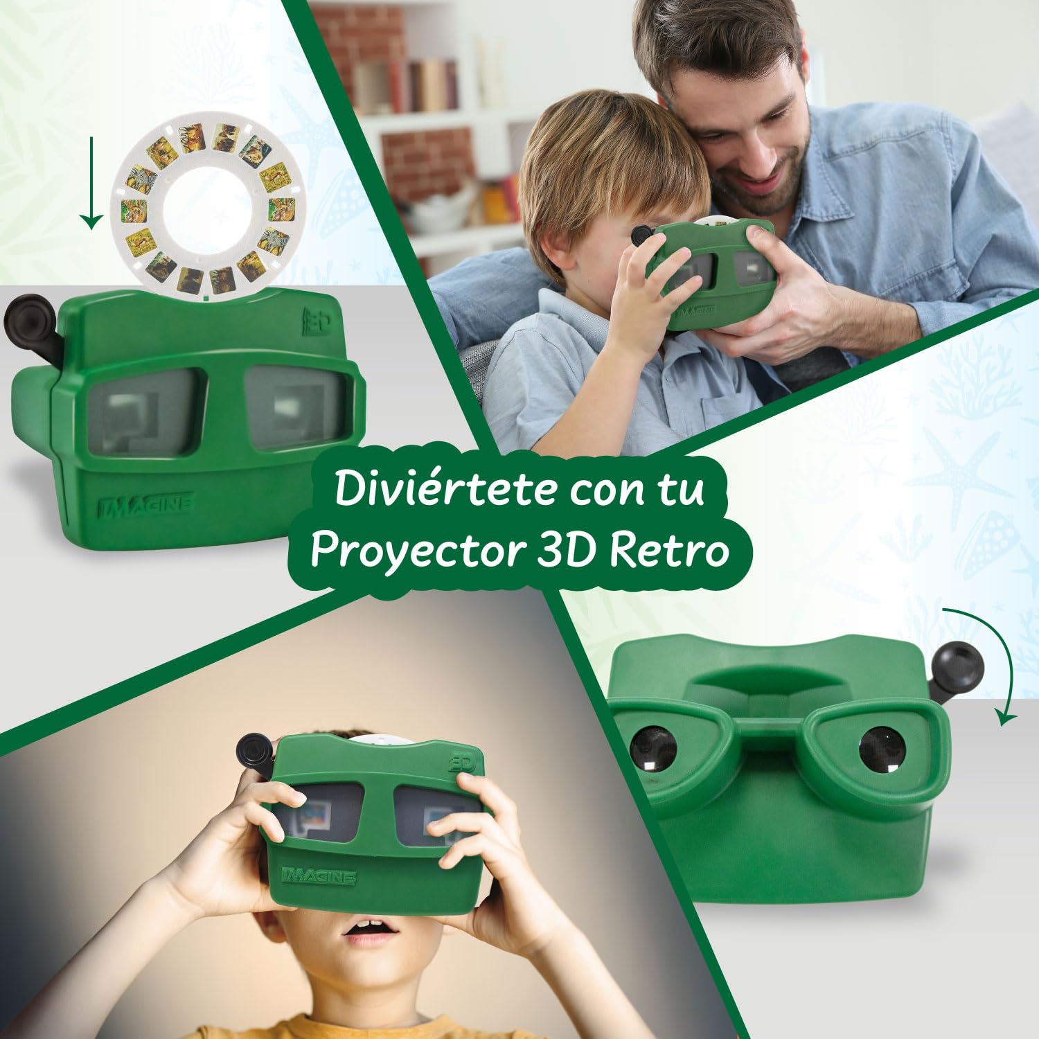 Science4you Retro 3D Viewer para Niños - Juguete Retro con Visor de Carretel e Imágenes 3D de Animales Terrestres y Marinos, Regalo de Animales para Niños y Niñas